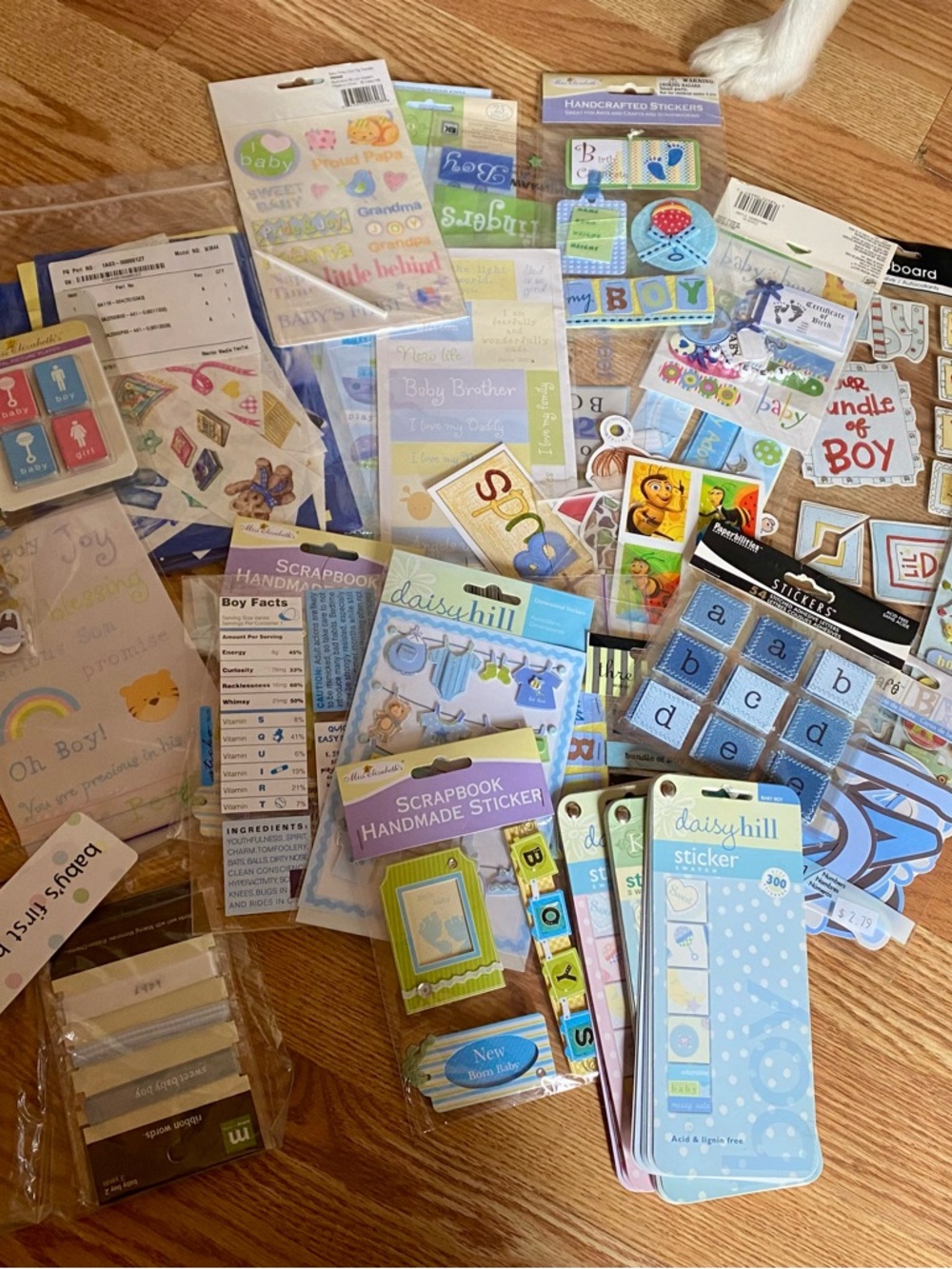 Assorted Baby Boy Scrapbook Stickers - Blue, Green, Yellow